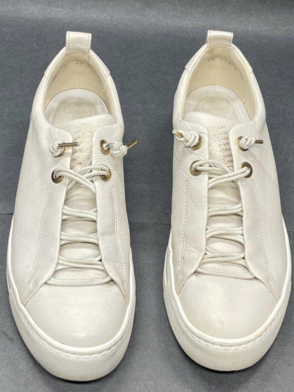 Paul Green White Leather Lace-Up Athletic Sneakers